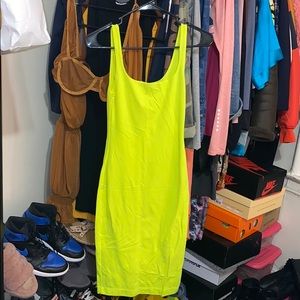Zara neon green bodycon dress